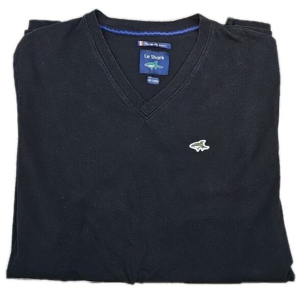 Le Shark • Men's V-Neck Tee • 3XL • Black • Logo Embroidered On [56] - Picture 1 of 12